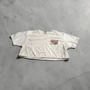 Vintage Windsor M White Cotton Crew Neck Short Sleeve Cropped Dare Devil Tee
